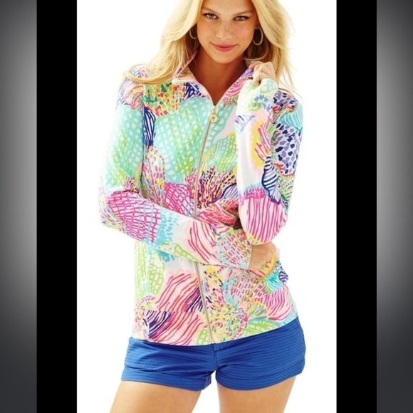 Lilly Pulitzer Reagan UPF 50 Full Zip Jacket Multi Roar Of The Seas - Picture 1 of 7